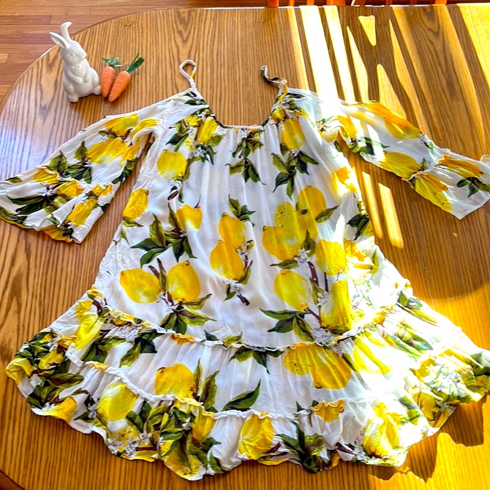 Solitaire Swim Lemon Dress/Beach Cover up, small. Adorable lemon fabric!